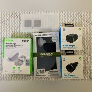 iPhone 17 5Pc Bundle: Case Car&Wall Chargers Screen Protector Fast USB-C Charger